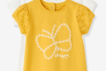 2er-Pack Shirts für Baby Mädchen gelb+wollweiß