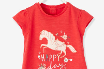 Besticktes Baby T-Shirt für Mädchen himbeer