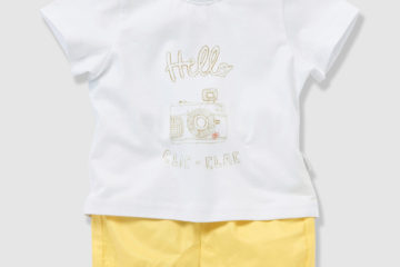 Set aus T-Shirt und Shorts für Baby Jungen weiß+gelb