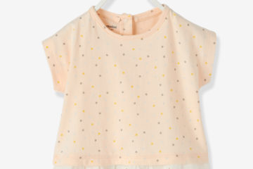 Volant Shirt für Baby Mädchen beigerosa bedruckt